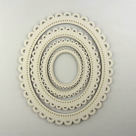 Au Ptit Bonheur, cadre à festons oval blanc grand (CAD004GB)