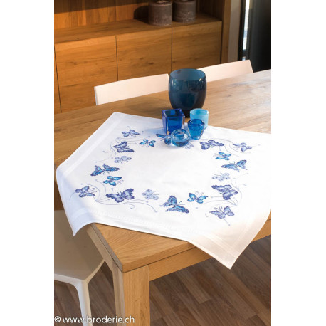 Vervaco, kit imprimé nappe papillons bleue (PN0145088)