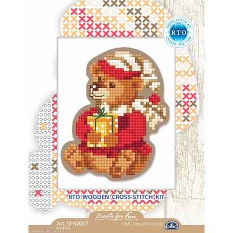 RTO, kit sur bois perforé déco - magnet ours et cadeau (RTOEHW037)