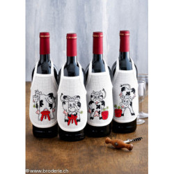 Permin, kit 4 tabliers pour bouteille de vin vaches (PE78-2341)