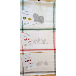 CL-Broderie, linge du cuisine imprimé feuilles (200.015)