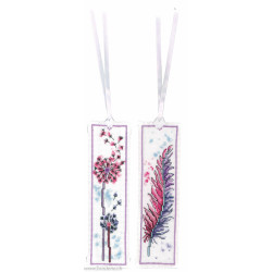 Vervaco, kit 2 marque-pages plumes et fleurs (PN0206895)