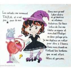 La Cigogne qui brode, grille Tara, la petite sorcière (HALL-01)