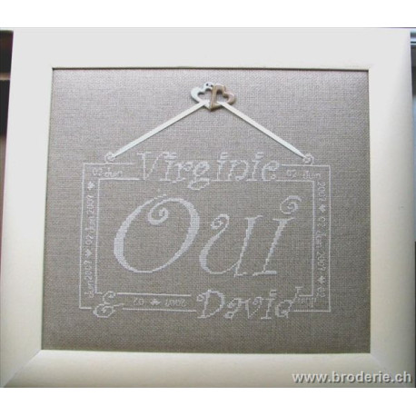 La Cigogne qui brode, grille Coeur OUI céramique (CIG035)