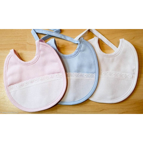 La Chiocciolina, mini bavoir avec dentelle rose (BV00832R)