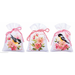 Vervaco, kit lot de 3 sachets Mésanges et fleurs (PN0182726)