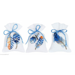 Vervaco, kit sachets Plumes bleues lot de 3 (PN0170243)