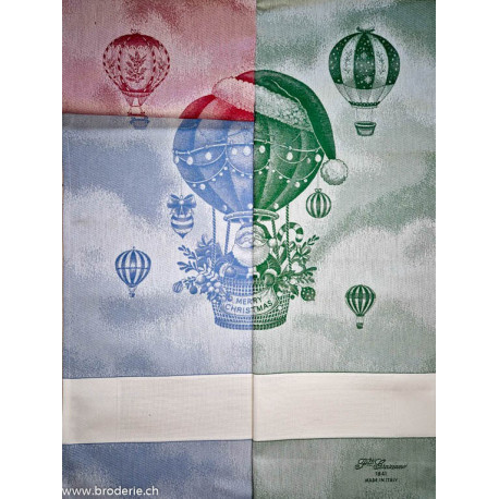 Graziano, Linge de cuisine vert père-noël Montgolfières (CU6525)