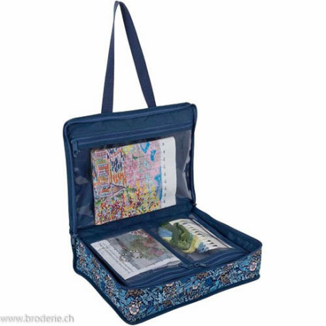 Hobby Gift, sac à ouvrage bleu avec fleurs stylisées (HGPCS674)