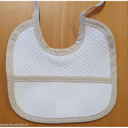 La Chiocciolina, bavoir 1er âge avec petit ourson, écru (BV00707)