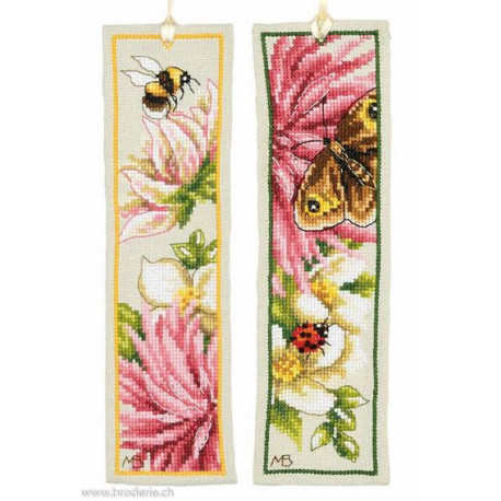 Lanarte, kit lot de 2 marque-pages Dahlias et papillons (LA0221308)