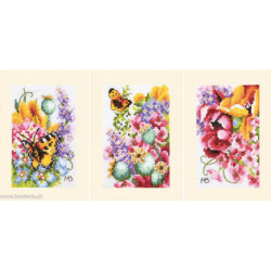 Lanarte, kit lot de 3 carte de voeux Fleurs ahlias et papillons (LA0224152)