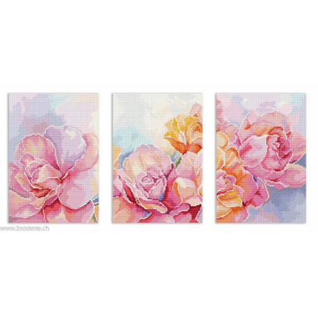 LetiStitch, kit tryptique Roses (SLETIL9930)