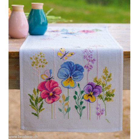 Vervaco, kit facile chemin de table pensées et graminées (PN0205036)