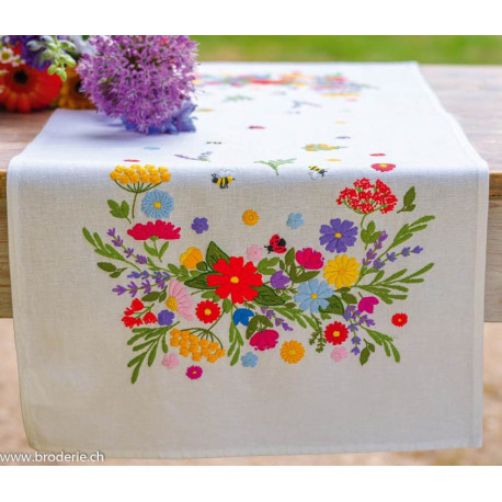 Vervaco, kit imprimé chemin de table un monde floral coloré (PN0216916)