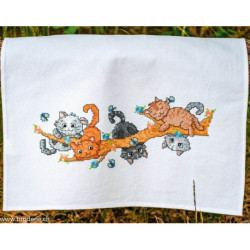 Vervaco, kit imprimé linge jouer avec des chatons (PN0217574)