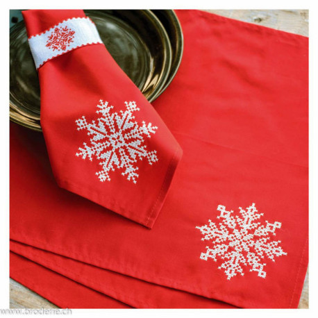 Vervaco, kit imprimé lot de 4 serviettes et ronds de serviettes (PN0217795)