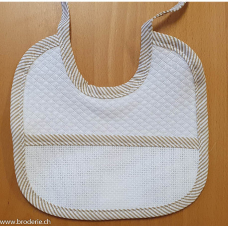 La Chiocciolina, bavoir 1er âge avec petit ourson, écru (BV00707)