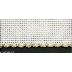 Zweigart, bande à broder 10cm blanc bord. Doré (56 pts) (7195-181)