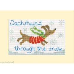 Bothy Threads, kit carte de voeux Dachshund Through The Snow (BOXMAS90)