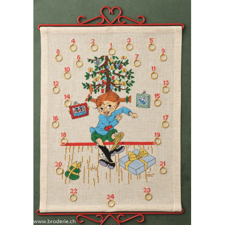 Permin, kit calendrier de l'avent Pippi under the Christmas tree (PE34-5571)