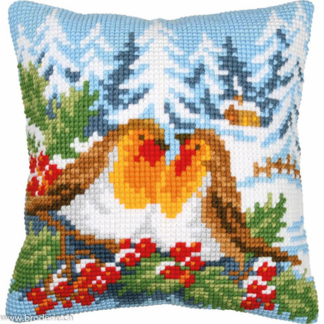 Vervaco, kit coussin Rouge-gorge en hiver (PN0197900)