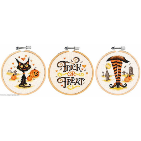 Vervaco, Kit lot de trois tableaux Hallloween (PN0227281)