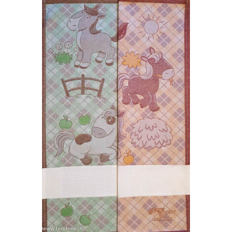 Graziano, Linge de cuisine Cheval rose foncé et orange (CU6182)
