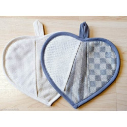 Ricami, petite manique coeur damassé cadrillé écru (CU00631.017)