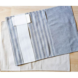 Ricami, set de table damassé cadrillé gris (CU00631.002)