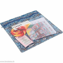 Hobby Gift, pochette à ouvrage bleu avec fleurs stylisées (HGPPL674)