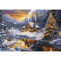 Luca-S, kit canevas petits points Winter Evening in the Mountains (LUCASG721)