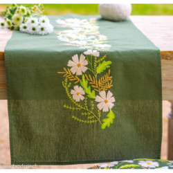 Vervaco, kit imprimé chemin de table Fleurs blanches (PN0222584)