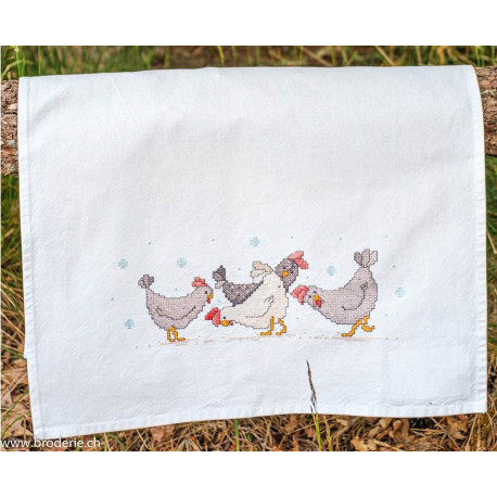 Vervaco, kit imprimé linge Poulets (PN0223101)
