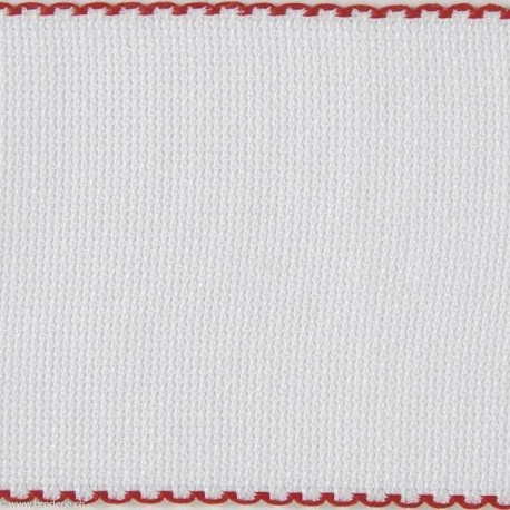 DMC, Bande à broder blanche 10 cm bordure Rouge (DG647R)