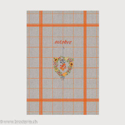 Bonheur des Dames, linge 100% en lin avec grille octobre (BDTL10)