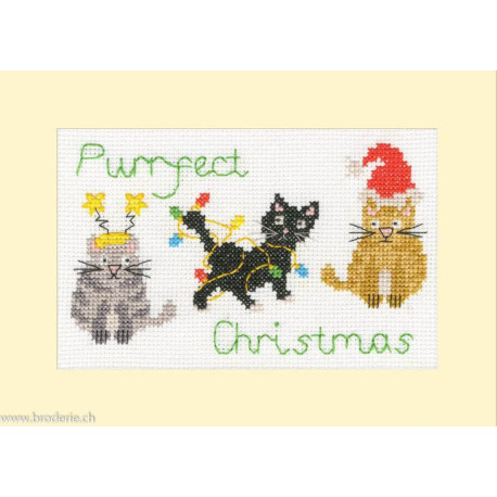 Bothy Threads, kit carte de voeux Purrfect Christmas (BOXMAS91)