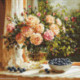 Luca-S, kit canevas petits points Vase with Roses and Blueberries (LUCASG719)