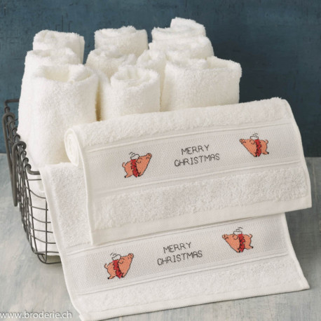 Permin, kit 2 linges éponges Flying pigs (PE28-5278)