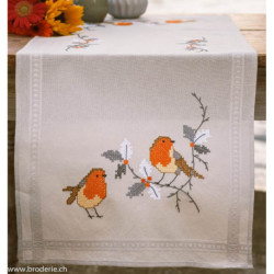 Vervaco, kit imprimé chemin de table Rouge-gorges (PN0201692)