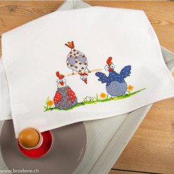 Vervaco, kit imprimé torchon à vaisselle Poules folles (PN0216273)
