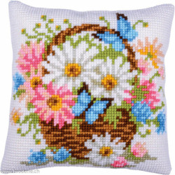 Vervaco, kit coussin au point de croix Panier à fleurs (PN0214836)