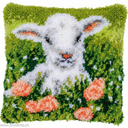 Vervaco, kit coussin au point noué Agneau et fleurs (PN0204539)