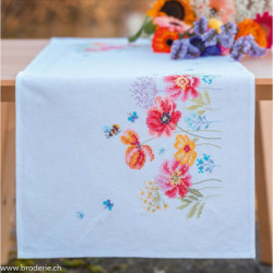 Vervaco, kit imprimé chemin de table Coquelicots et fleurs sauvages (PN0230706)