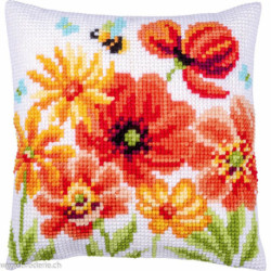 Vervaco, kit coussin au point de croix Coquelicots & fleurs (PN0229215)