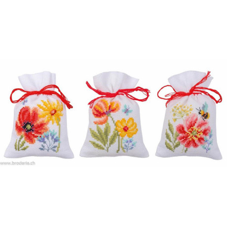 Vervaco, kit sachet Coquelicots et fleurs lot de 3 (PN0230489)
