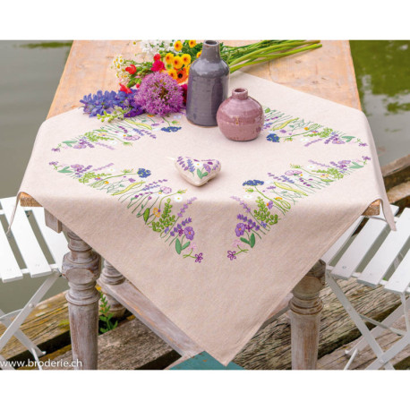 Vervaco, kit imprimé nappe Splendeur du jardin Lilas (PN0216925)