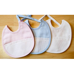 La Chiocciolina, mini bavoir avec dentelle bleu (BV00832B)